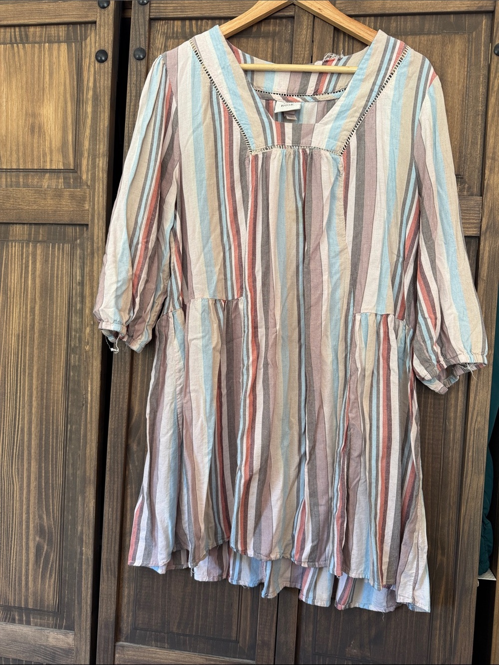 Knox Rose Striped Tunic Dress in Blue, Pink, Cream, Brown